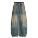 2025 New Deconstructed Design Wide-Leg Jeans Loose Vintage Washed Distressed Long Pants_mkmklike.com
