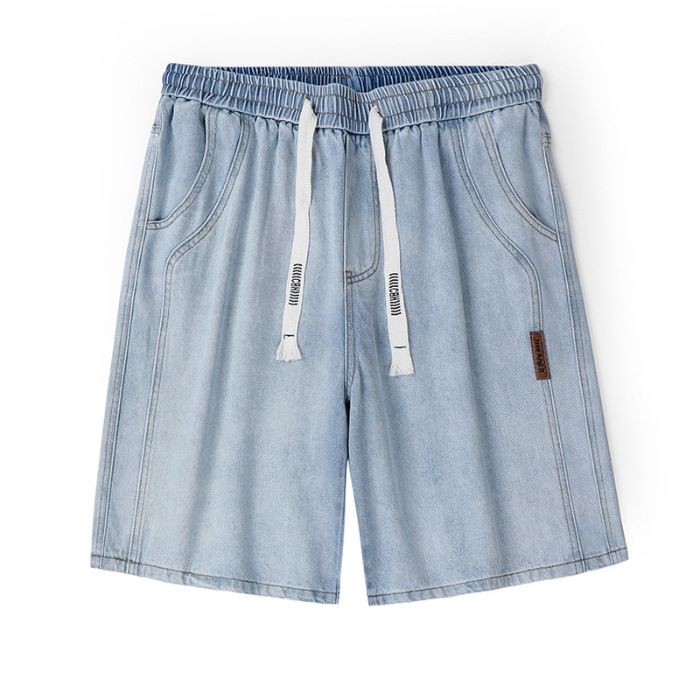 Men's Retro Style Straight Leg Jeans Loose Fit Trendy Wide Leg Casual Five Point Pants High Street Style Clean Fit For Summer_mkmklike.com