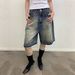 Men's Washed Retro Distressed Casual Five-Point Denim Shorts Summer Style Loose Fit Whiskered Silhouette Trendy_mkmklike.com