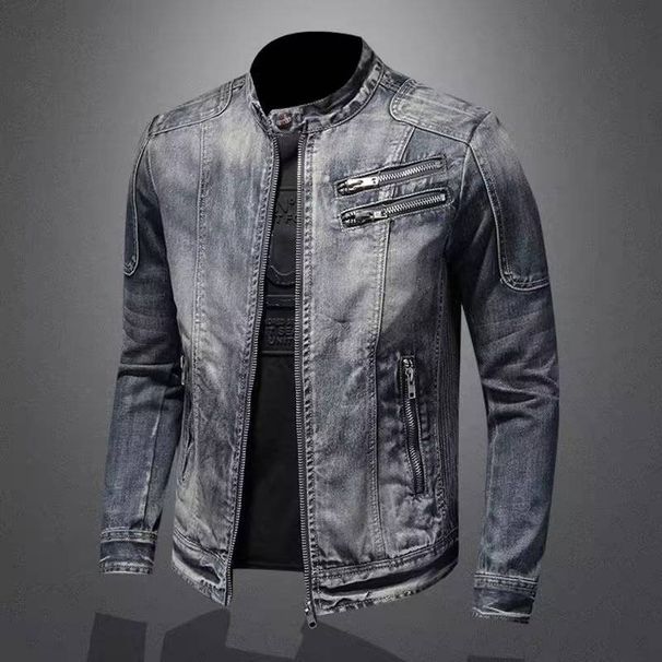 2025 European-USA Style Fashion Cowboy Outerwear Men's Lapel Long Sleeve Casual Vintage Zipper Motorcycle Denim Jacket M-4XL_mkmklike.com
