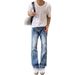 Men's Ice Blue Distressed Jeans - Cracked Wash Straight-Leg Denim Pants (Light Blue, S-XXL)_mkmklike.com