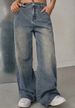 Vintage Washed Straight Leg Jeans – Distressed Blue, Relaxed Fit (S-XXL)_mkmklike.com