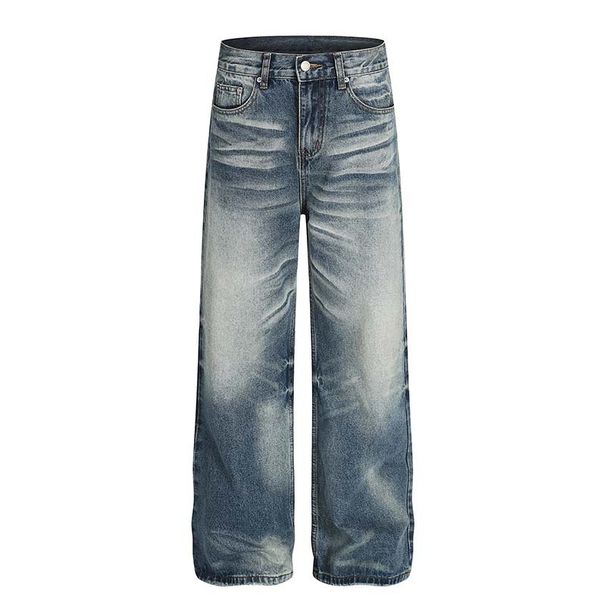 Men’s Vintage Washed Straight-Leg Jeans – Relaxed Fit Distressed Denim Pants (S-XXL) – American Streetwear Style, Everyday Casual & Retro Aesthetic_mkmklike.com