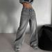 K Retro High Waisted Jeans, Trendy High Street Design, Loose And Slimming Straight Leg Pants_mkmklike.com