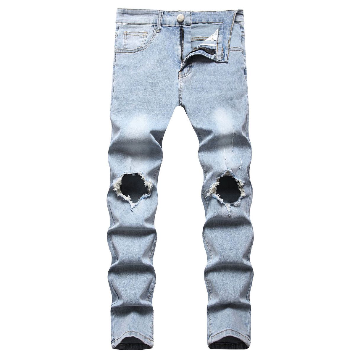 Men's Clothing Autumn New Men's Jeans Slim Fit Trendy Casual Distressed Jeans_mkmklike.com