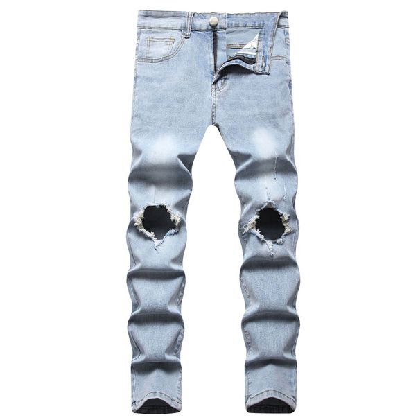 Men's Clothing Autumn New Men's Jeans Slim Fit Trendy Casual Distressed Jeans_mkmklike.com