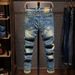 Men's Clothing New Nostalgic Jeans Men's Slim Straight Elastic Casual Trousers Men's Skinny Pants_mkmklike.com