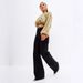 Women's Wide-Leg Denim Pants - High Waist Flowy Trousers, Classic Black, Comfortable Cotton Blend For Office & Casual (Sizes 25-32)_mkmklike.com