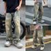 Men's Graffiti Jeans European Station Paris Retro Personality Straight Loose Trendy Fashion Brand 2025_mkmklike.com