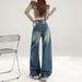 2026 Spring New American Retro Women's High-Waisted Loose Vintage Straight Wide-Leg Floor-Length Jeans_mkmklike.com