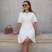 Women's Clothing new fashion round neck single breasted short sleeve slim knitted mini dress_mkmklike.com