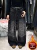 Y2K Rhinestone Embellished Jeans – Vintage High-Waisted Flare Pants For Women (S-3XL, Regular/Fleece Lined)_mkmklike.com