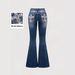 Popular European And American Cross-border Foreign Trade Women's Clothing: Dark-washed Pocket Embroidered Rhinestone_mkmklike.com