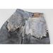 Men's American Style Distressed Faux Leather Two Piece Set Baggy Street Style Loose Wide Leg Pants 3D Digitally Printed_mkmklike.com