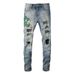 Men's Clothing European And American Trendy Brand Ripped Jeans Men's Embroidered Snake Pattern Snakeskin Patch Stretch Slim Men's Trousers 6561_mkmklike.com