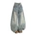 Women's Clothing Women's High-Waisted Curved Jeans Retro American Style Loose Fit Slimming Wide Leg Pants For Spring And Autumn High Street Design_mkmklike.com