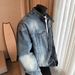 Men's Loose Fit Distressed Denim Jacket American High Street Style Casual Zip up Motorcycle Jacket Spring 2026 Washed_mkmklike.com