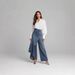 Women's Clothing Irregular Ruffled Solid Color Casual Denim Straight Leg Wide Leg Pants Button Down Frame Women's Clothing_mkmklike.com