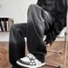 Men's Clothing Men's American Style Black Gradient Jeans High Street Washed Distressed Straight Leg Loose Fit Casual Wide Leg Pants_mkmklike.com