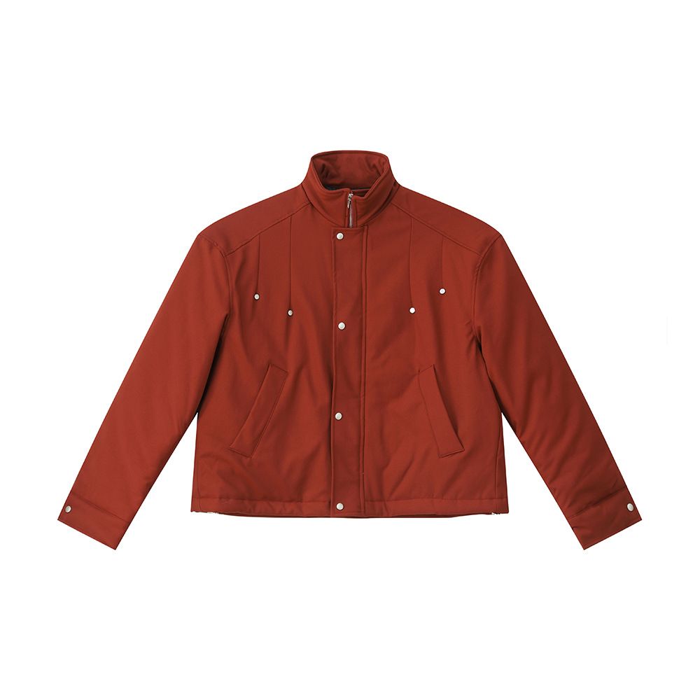 Men's Korean Style Stand Collar Solid Color Warm Padded Short Workwear Jacket Casual Coat Versatile Outwear_mkmklike.com