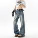190 Tall Extended Jeans Cleanfit Lightning Crack Men's Trendy Brand Design Straight-leg Micro-pull Pants_mkmklike.com