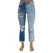 Women's Mixed-color Patchwork High-waisted Jeans_mkmklike.com