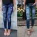 Women's Slim-fit Pleated Ripped Stretch Leg Jeans_mkmklike.com