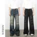 Distressed High Street Jeans – Relaxed Wide-Leg Vintage Denim Pants With Ripped Details_mkmklike.com