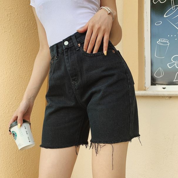 Women's Clothing High Waist Five Point Jeans Women's Summer Thin New Loose Wide Leg Slim Straight Hot Girl Shorts Hot Pants_mkmklike.com