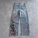 Men's Clothing Cross Border Retro Heavy Duty Floral Embroidered Wide Leg Jeans For Men And Women, High Street Fashion Trousers._mkmklike.com