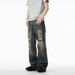 American High Street Retro Ripped Jeans Men's Spring And Autumn New Trendy Brand Ruffian Handsome Fried Street Straight Loose Long Pants_mkmklike.com