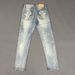 Men's Washed Retro Embroidered Slim Jeans Trendy High Street Casual Stretch Straight Trousers Mid Waist Royal Blue Zipper Fly_mkmklike.com