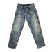Men's Washed Vintage Style Distressed Patched Jeans Tapered Straight Leg High Street Fashion Cool Trendy Long Pants_mkmklike.com