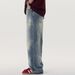 Designed Washed White Denim Jeans Men's American High Street Loose Straight Pants Trendy Brand Veatile Wide-Leg_mkmklike.com
