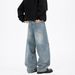 Men's Trendy High Street Style Washed Distressed Printed Graffiti Jeans Loose Straight Leg Wide Leg Pants For Spring Autumn_mkmklike.com