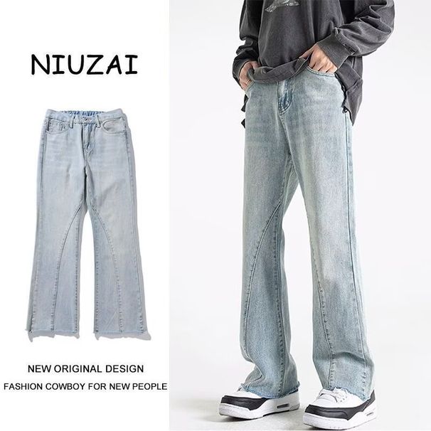 Men's Clothing Flared Jeans Spring And Autumn All Match Slim Large Size Straight Wide Leg Pants_mkmklike.com