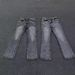 Black & Gray Cleanfit Flared Jeans 517 Self-Made Washed Distressed Snowflake Marble Pattern mid Waist Straight Pants_mkmklike.com