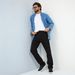 Men's Simple Loose Straight Leg Jeans Trousers_mkmklike.com