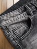 Men's Denim Shorts With Torn Holes, Fashionable And Versatile, Black Mid Length Pants With Multiple Craftsmanship, Worn And Worn Men's Pants_mkmklike.com
