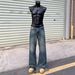 Unisex Retro Washed Whiskered Cleanfit Jeans Loose Straight Leg Casual Trendy Trousers mid Waist Zipper Fly Soft Fabric_mkmklike.com