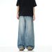 Washed Blue Straight Jeans, Trendy Brand Men's American Wide Leg Pants, Casual Pants_mkmklike.com