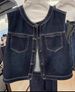 Chicco Ouhuo Korean Version New Round Neck Topstitch Design Sense Niche Waistoutwear Denim Vest_mkmklike.com
