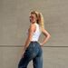 Women's Clothing Spring/summer High Waisted High Waist Wide Leg Blue Denim Jeans - Loose Fit Straight Long Pants With Washed Vintage Style_mkmklike.com