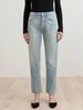 Women's Clothing Gray And Dark Blue High Waist Straight Nine Point Jeans For Women In Autumn With Asymmetric Trouser Legs_mkmklike.com