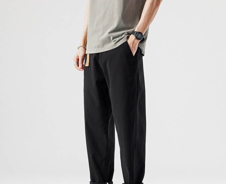 Men's Clothing Japanese Workwear Casual Pants Men's Ins Fashionable Loose Straight Harem Pants Trendy Versatile Boys Sports Style Casual_mkmklike.com