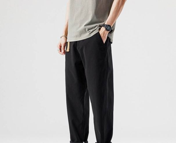 Men's Clothing Japanese Workwear Casual Pants Men's Ins Fashionable Loose Straight Harem Pants Trendy Versatile Boys Sports Style Casual_mkmklike.com