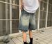 Vintage Washed Denim Shorts – Unisex Relaxed Fit 5-Inch Inseam (Streetwear Staple, Distressed Details)_mkmklike.com
