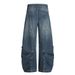 American Style Washed Distressed Scimitar Jeans For Men Loose Wide-Leg Cool Deconstructed Pleated Curved Long Pants_mkmklike.com