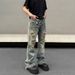 Men's Distressed Denim Jeans - Vintage Washed Straight Leg Relaxed Fit High Street Casual Pants_mkmklike.com