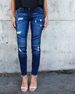 Women's Slim-fit Pleated Ripped Stretch Leg Jeans_mkmklike.com